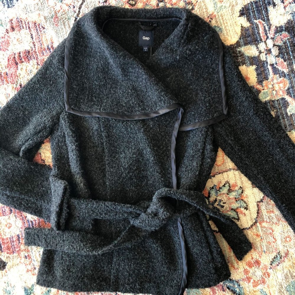 Gap Wool Blend Belted Wrap Sweater Jacket Medium